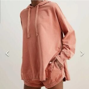 Aerie Split Hem Warm Rust Oversized Hoodie Size Small
